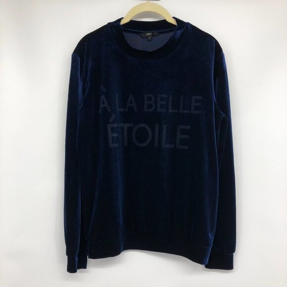 Next Apparel Royal Blue Long Sleeve Velvet Sweatshirt A La Belle Etoile size M - Picture 15 of 15